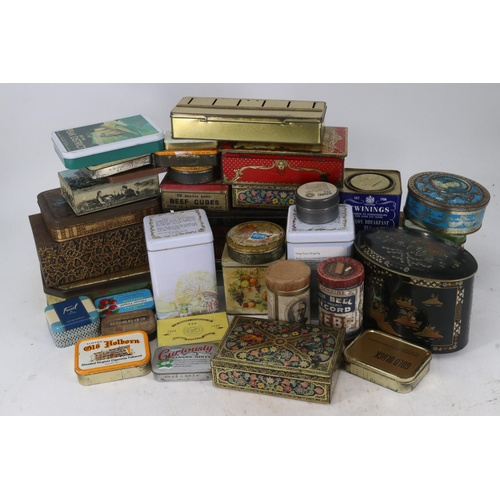 381 - Box of assorted tins vintage and new.