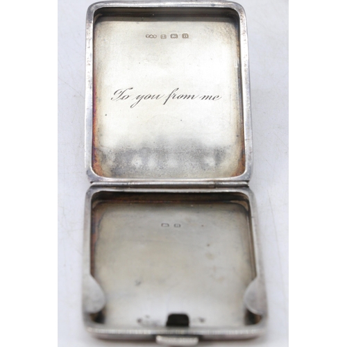 39 - Silver cheroot case with gilded interiors Birmingham 1884 James Fenton together with a silver card c... 