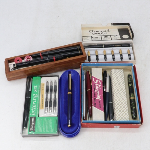 111 - Quantity of pens, some in original boxes to include Parker, Scripto, Messenger, Osmiroid pen set, Pl... 