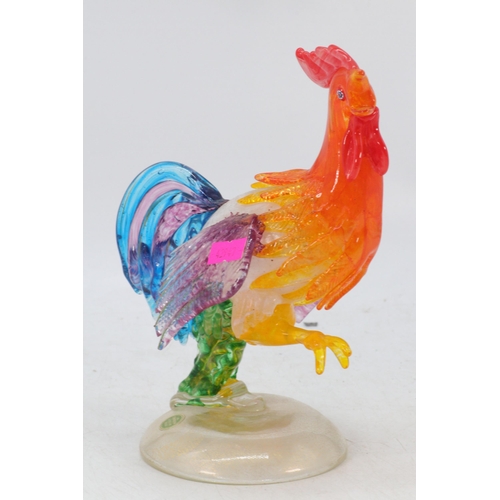 113 - Murano decorative cockerel together with a Studio faceted Murano? Art glass vase and smaller matchin... 