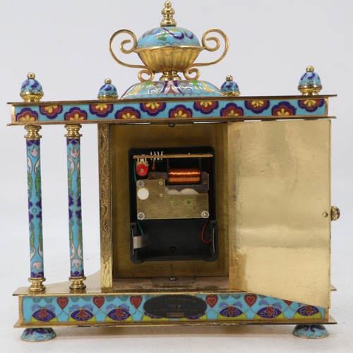 155 - Decorative gilt metal and enamelled mantle clock battery movement.