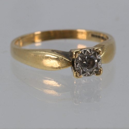 193 - 18ct gold diamond ring (0.19), approx size L