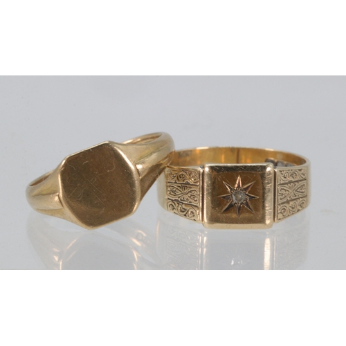 195 - Two 9ct gold rings (approx. weight 7.3g)