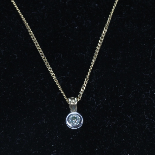 199 - Fine 9ct gold chain link necklace with miniature illusion set diamond terminal