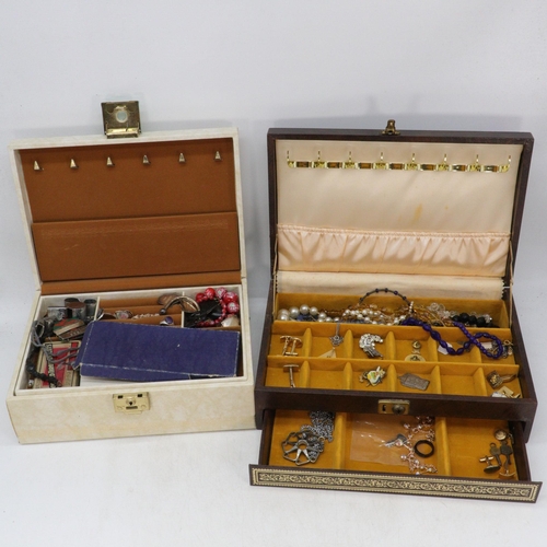 242 - Two jewellery boxes containing costume jewellery etc