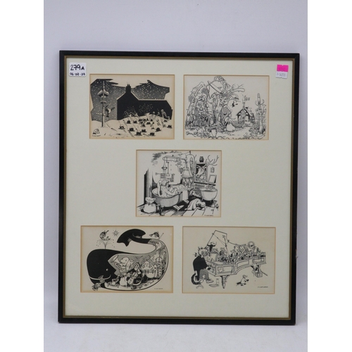 291 - Three framed with multiple illustrations in each frame by Kay Lovet Watson