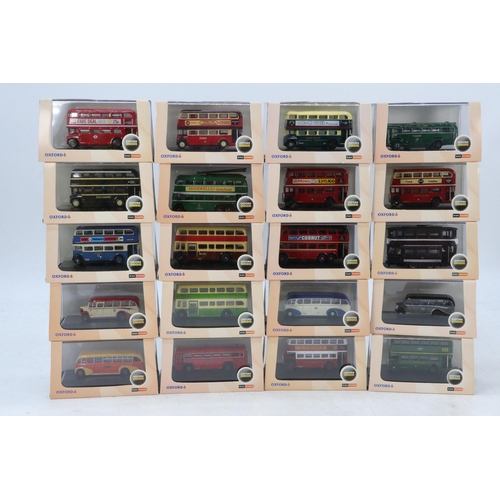 327 - Quantity of 20 boxed Oxford diecast vehicles n-gauge scale to include buses and trams