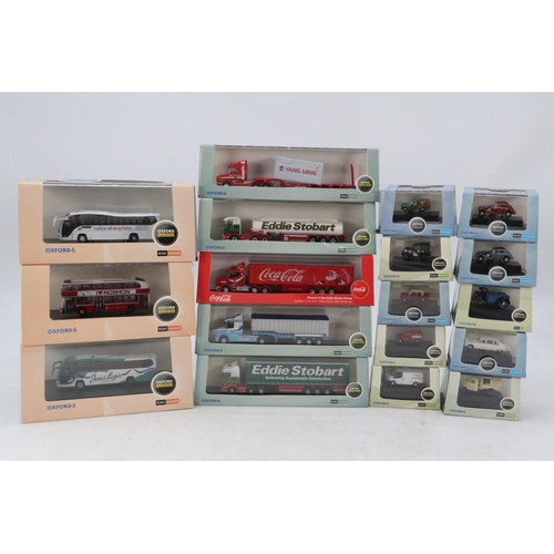 328 - 18 boxed Oxford diecast vehicles to include 3 n-guage buses/coaches, 5 n-gauge haulage, and 10 n-gau... 