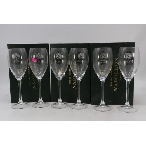 413 - 6 Grande Champagne Napolean champagne glasses boxed