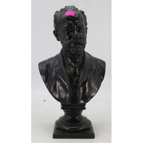 434 - Cast bust who we believe to be a composer Robert Robertovich approx. 32cm high