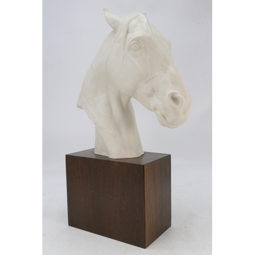 437 - Rosenthal bust of a horse mounted on wooden base, approx. overall height 45cm