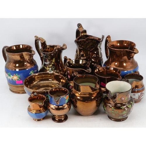 441 - Selection of Victorian lustre ware jugs including The Little Jockey