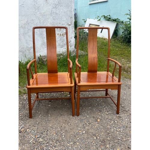 461 - Set of 8 Chinese hardwood dining chairs including 2x carvers