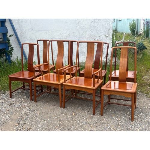 461 - Set of 8 Chinese hardwood dining chairs including 2x carvers