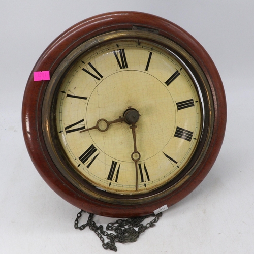 499 - Antique circular wall clock (in need of attention)