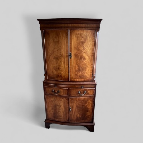 533 - Mahogany reproduction cocktail / drinks cabinet on cupboard base