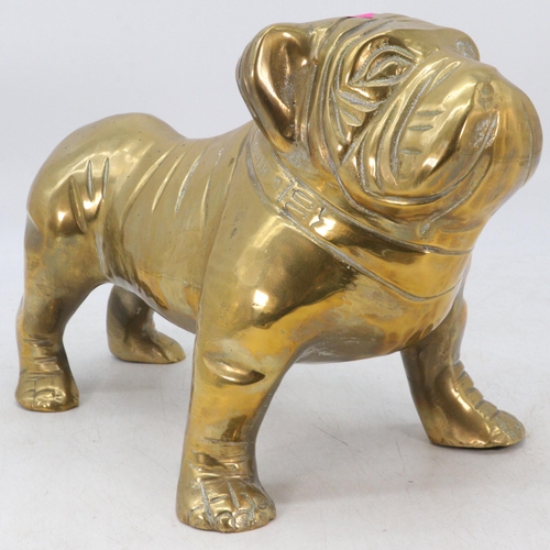 569 - Large brass bulldog approx. 32cm