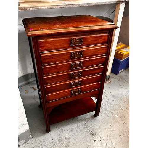 502 - Edwardian Mahogany music cabinet with fall front drawers