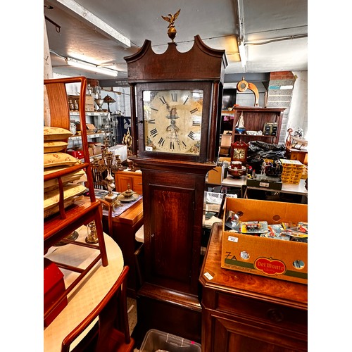 470 - Antique mahogany and oak cased 30 hour long case clock with square painted dial, W. Guy, Shaftesbury