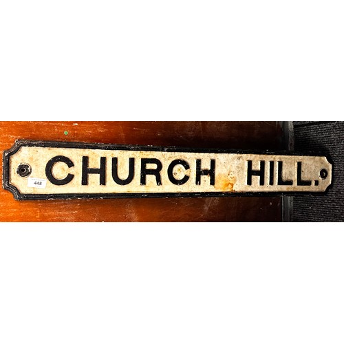 448 - Cast iron road sign 