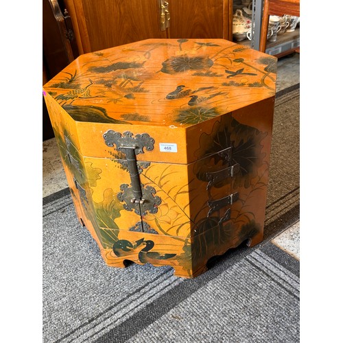 468 - Oriental hexagonal occasional table/cabinet