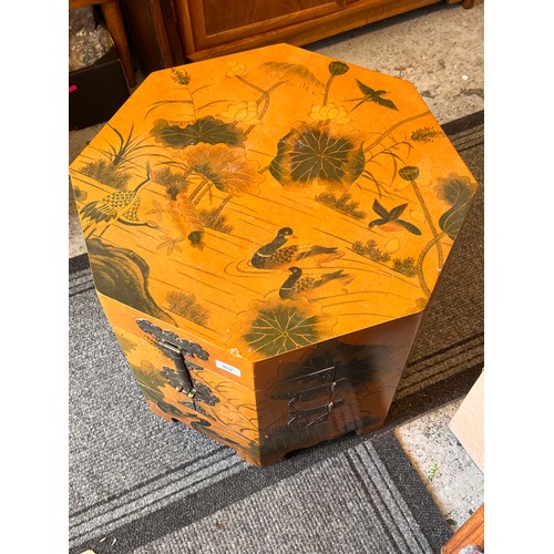 468 - Oriental hexagonal occasional table/cabinet