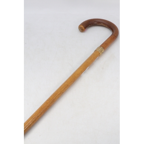 124 - Walking stick with 9ct gold collar by Swaine-Brigg