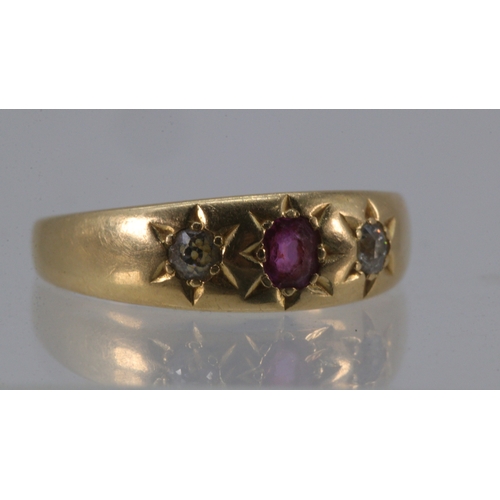 169 - 18ct gold ruby and diamond ring, approx 3.1g