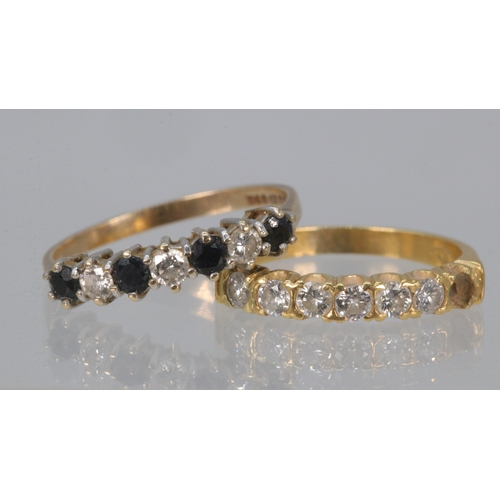 170 - 18ct Gold half eternity diamond ring (missing one stone) together with another similar 9ct gold and ... 