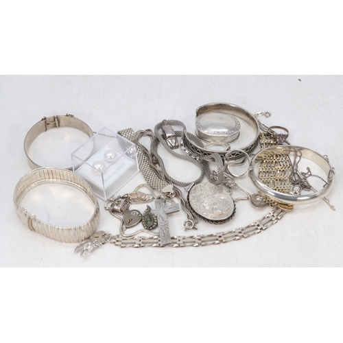 234 - Selection of assorted Silver jewellery to include bangles, earrings, pendants etc