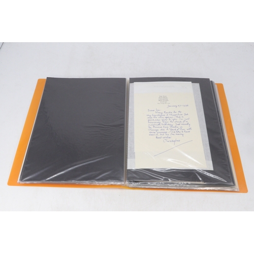 259 - A4 binder with assorted autographs, playbills, letters, ephemera assorted