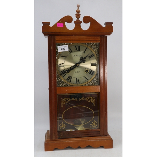 423 - Contemporary 31 day chiming mantle clock with pendulum and key