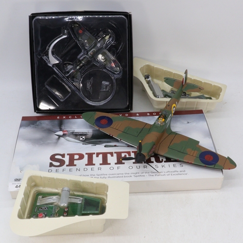 445 - Corgi Aviation archive 1:32 scale spitfire MK1, together with AA31931 Spitfire and a Spitfire DVD se... 