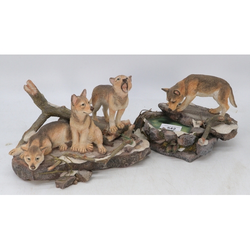 542 - Two Caithness animal figural groups to include 04246 Early Thaw Siblings and 04249 Early Thaw Reflec... 