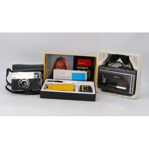 549 - Kodak camera together with Instamatic 233 kit, Sanyo boxed AM/FM stereo cassette player etc