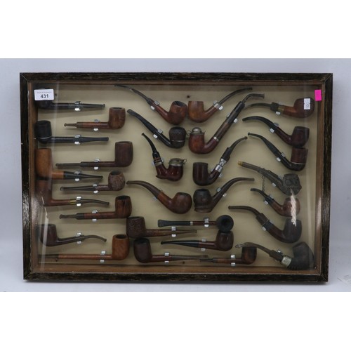 431 - Glazed and framed collection of pipes