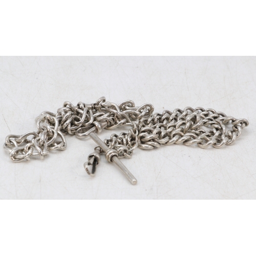 35 - Silver albert chain together with another similar (approx. weight 60g)