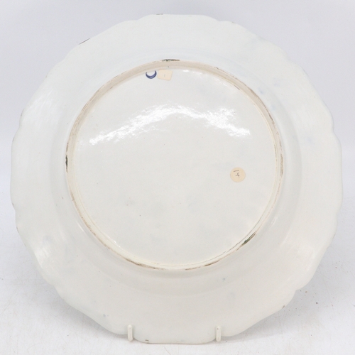 97 - A Worcester plate, late 18th Century with crescent mark to base