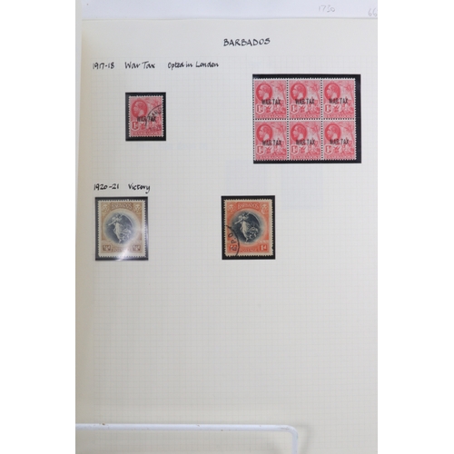 270 - Stamp Album QV and later including Barbados 1892 surcharge by West Indian press, Diamond Jubilee WMK... 