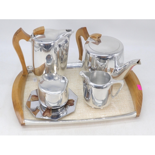 630 - Vintage Picquot ware tea set on tray