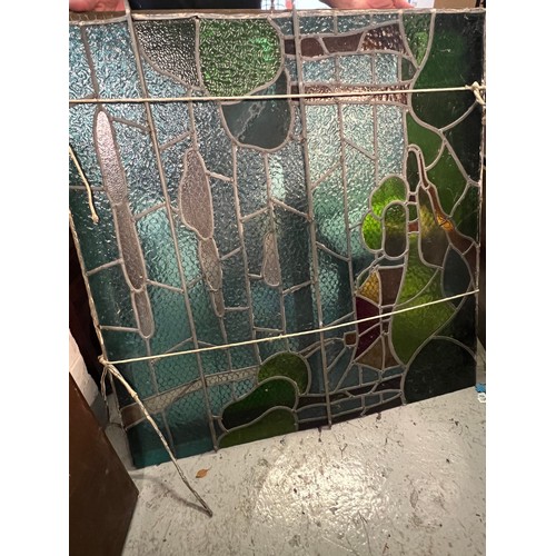 604 - Large vintage stained glass window, Needs attention