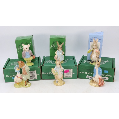 598 - Beswick Beatrix Potter Peter and Red Pocket handkerchief, Peter Gardening, Jemima Puddleduck and Fox... 