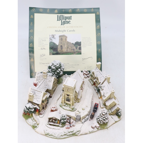 602 - Lilliput Lane L2797 Midnight Carols Snowshill Gloucestershire limited edition with signed certificat... 