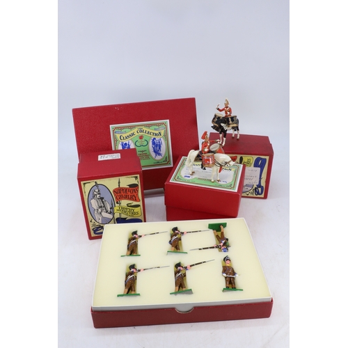 69 - Trophy miniatures hollow cast soldiers boxed to include Napoleon Wars WA2V, WA41, NP17, H14, H13 and... 