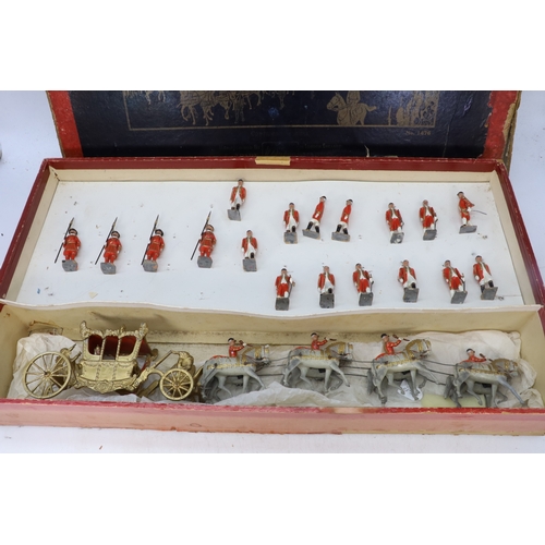 38 - Britains boxed set 1496 Coronation Display, State Coach etc box is tatty