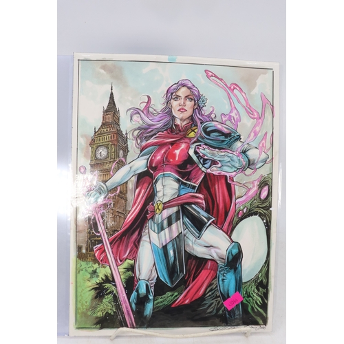 31 - A selection of comic con and comic artist original and printed artwork some signed to include AJ Cro... 