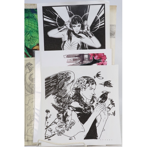 5 - A selection of comic interest artwork to include prints and originals Spokes, Langley, Jim Cheung, F... 