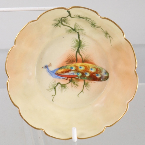 30 - Locke and Co Worcester peacock decorated small dish