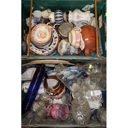 158 - Large quantity of date lined ceramics, blue glass roller, lustre ware/oriental wares and lots more (... 