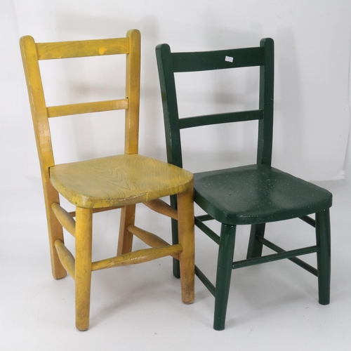 207 - Oak chair and a carved stationary box together with two children’s chairs